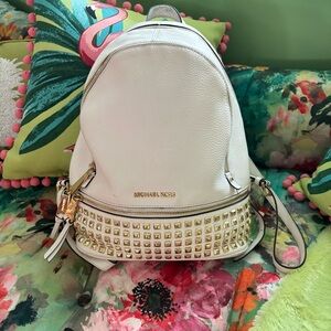 Michael Kors Gold and White Backpack Elegant Design